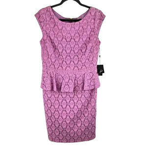 Adrianna Papell Lilac‎ Lace Peplum Dress size 10 NWT Wedding Cruise graduation